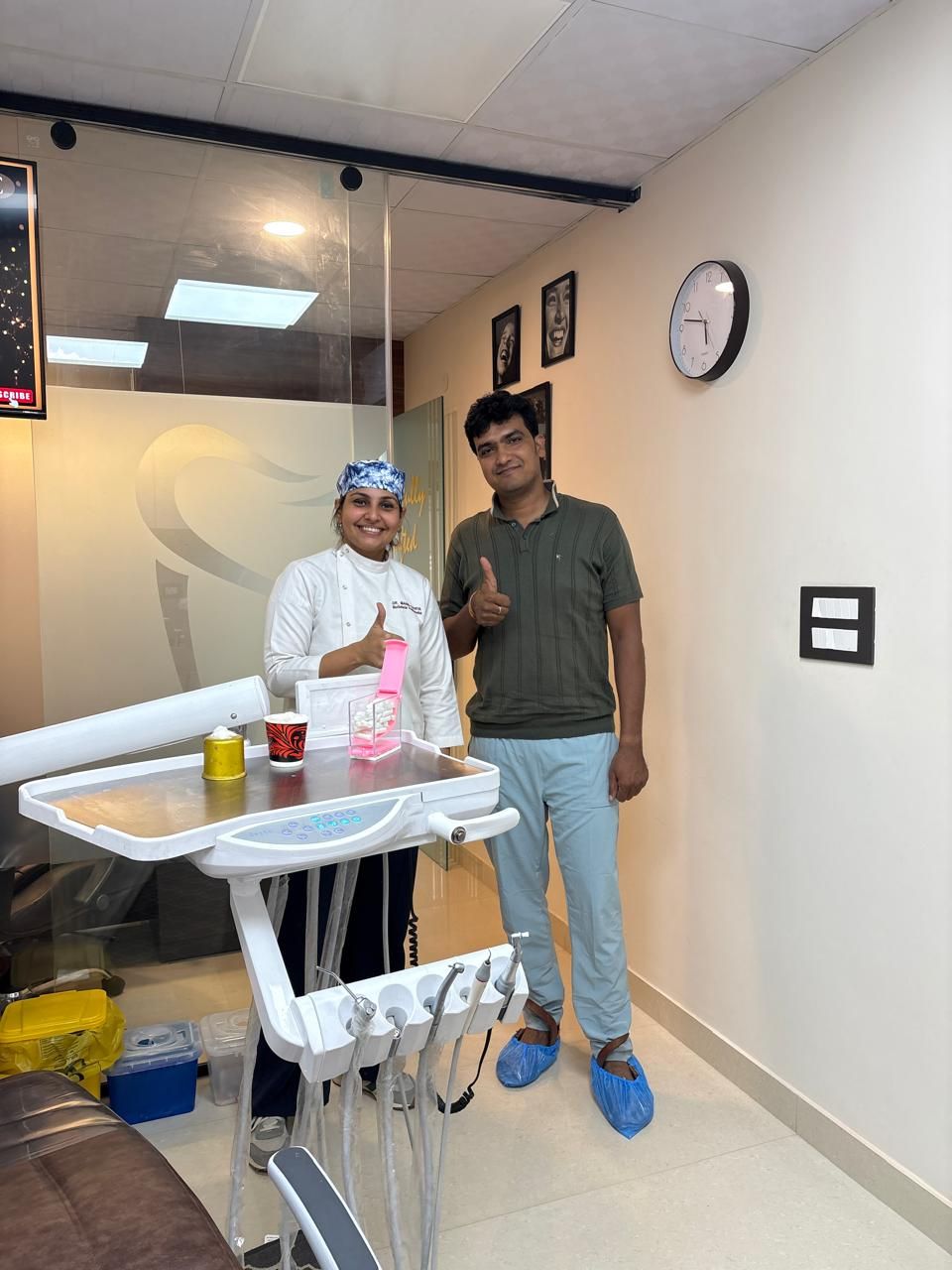A patient standing in the operatory after his appointment at the clinic